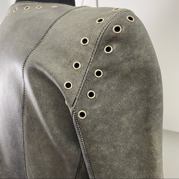 * Estrella G Made in Spain Edgy Leather Jacket Size 42  Grommets - Picture 11 of 16